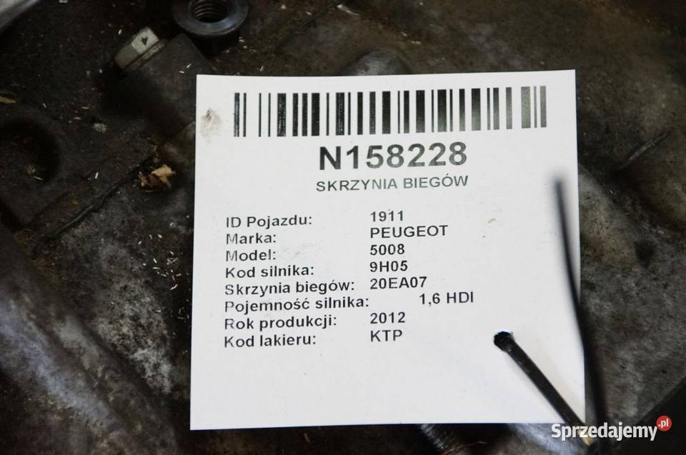 SKRZYNIA BIEGÓW PEUGEOT 5008 20EA07 Pozostałe