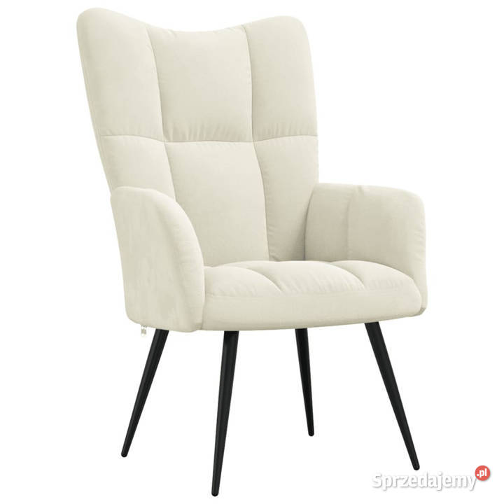 Fotel kremowy tapicerowany aksamitem WM328082 Fotele Warszawa