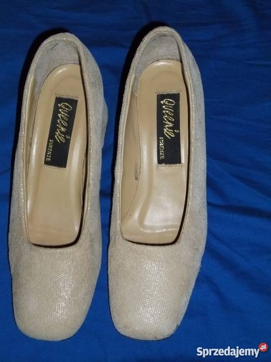 Skórzane czółenka ecru 36 Łódź