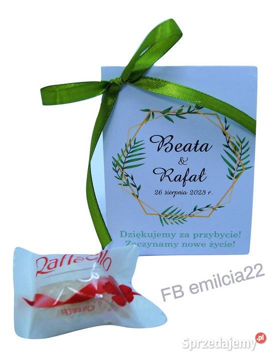 Podziękowania Gości Pudełeczka z Raffaello Ślub lubuskie