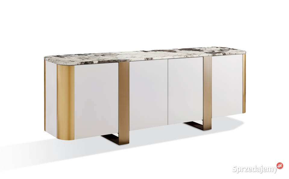 Komoda biała złamana biel na złotych nogach Komody Golkowice