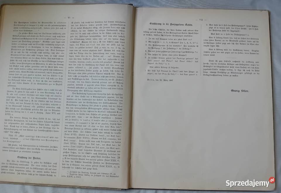 Georg Stier Konjugations Tafeln der Antykwariat Koźminek sprzedam