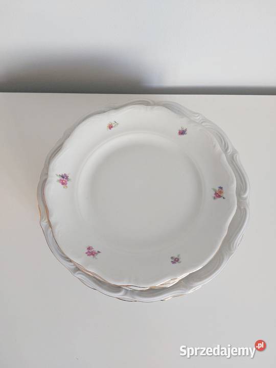 talerze porcelana Wałbrzych PRL kwiaty złocone Poznań sprzedam