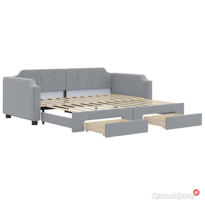Sofa rozsuwana z szufladami jasnoszara tkanina mazowieckie Warszawa
