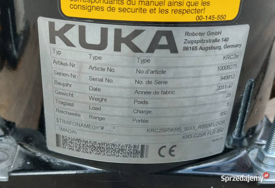 KUKA KRC2sr KR5 SIXX ramiona robotyczne i części Gorzów Wielkopolski sprzedam