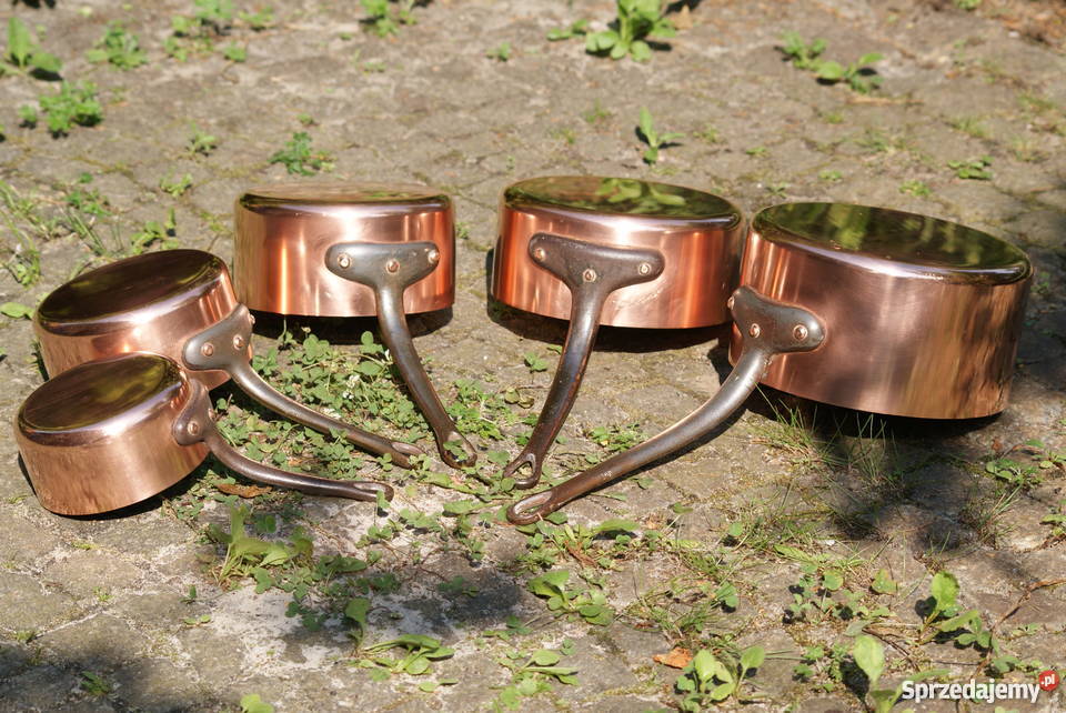 Garnki rondle miedziane grube dno 5 sprzedam