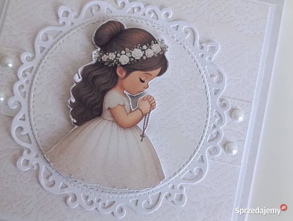 Kartka ręcznie robiona Komunia Święta handmade Rękodzieło Łódź
