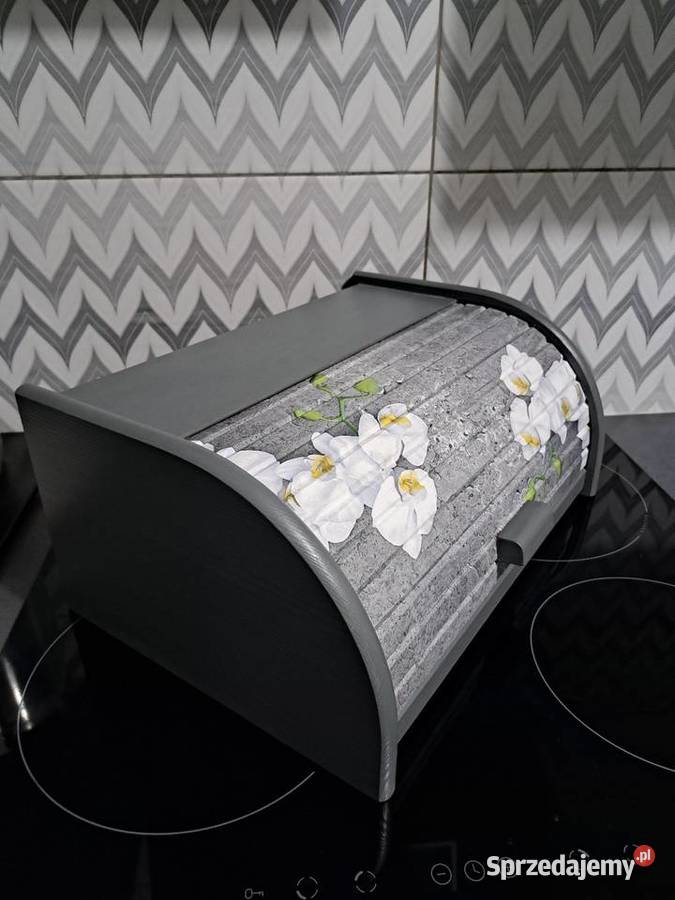 Chlebak szary orchidea grafit drewniany handmade opolskie Kędzierzyn-Koźle