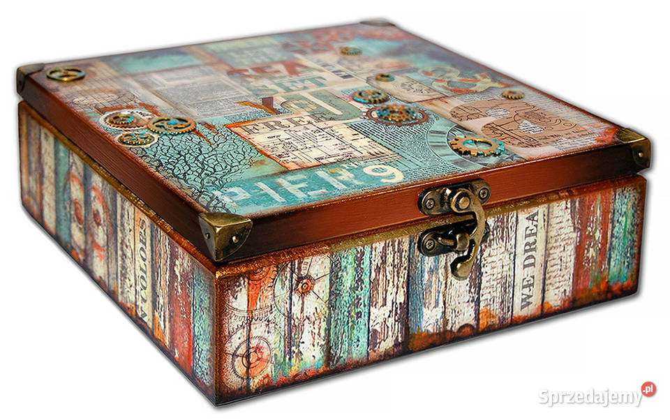 duża SZKATUŁKA pudełko drewniane SEA WORLD Rust Bydgoszcz sprzedam