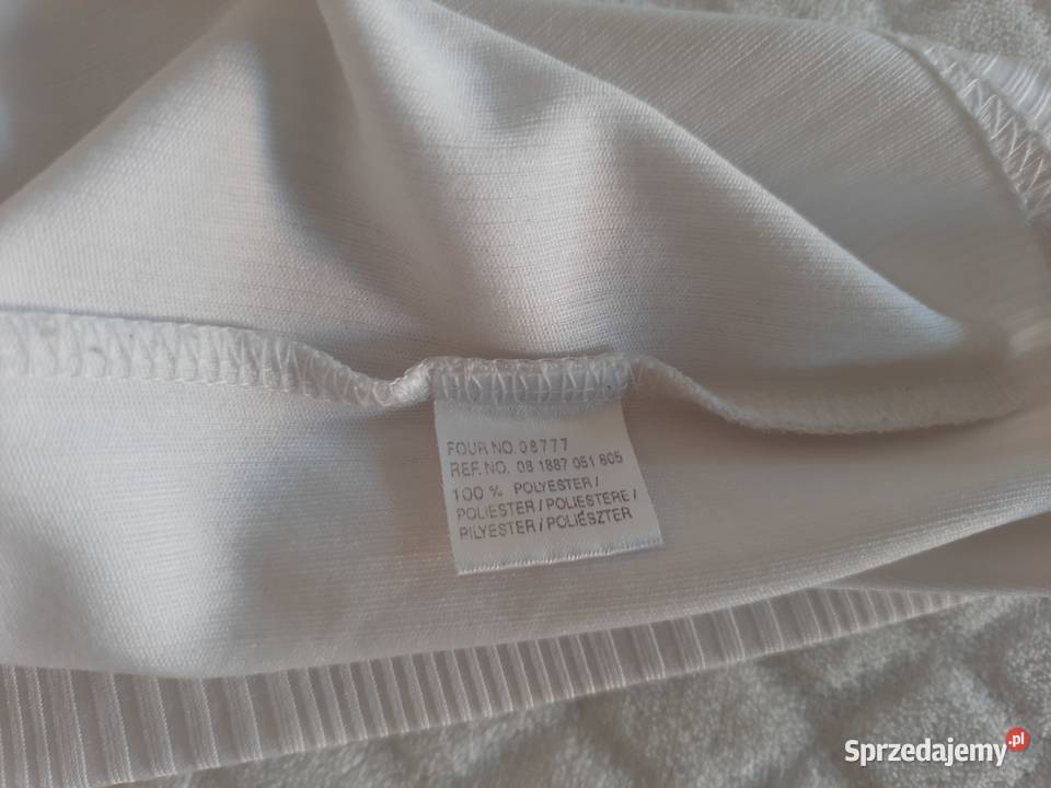 Bezrękawnik męski koszulka biały prążki slim fit Czeladź