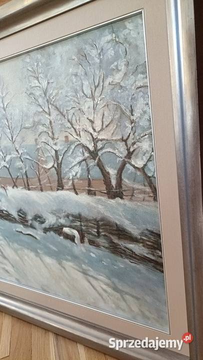 Piękny współczesny obraz Zima mazowieckie Warszawa