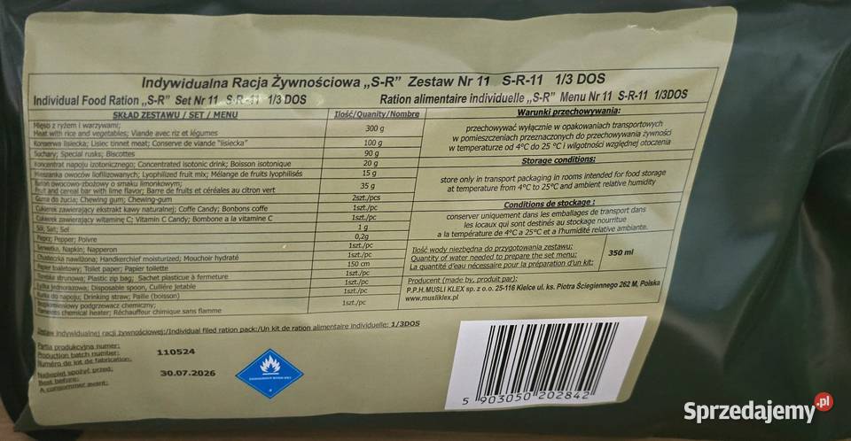 Racja żywnościowa SR zestaw 11