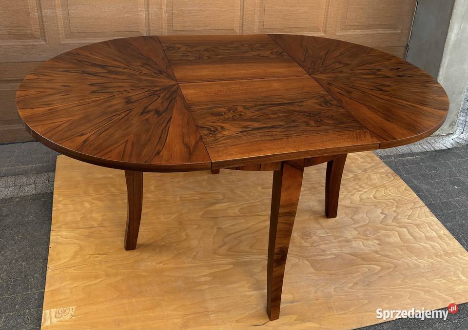 Stół Okrągły Orzech 118 ARTDECO Rozkładany Antyk Warszawa sprzedam