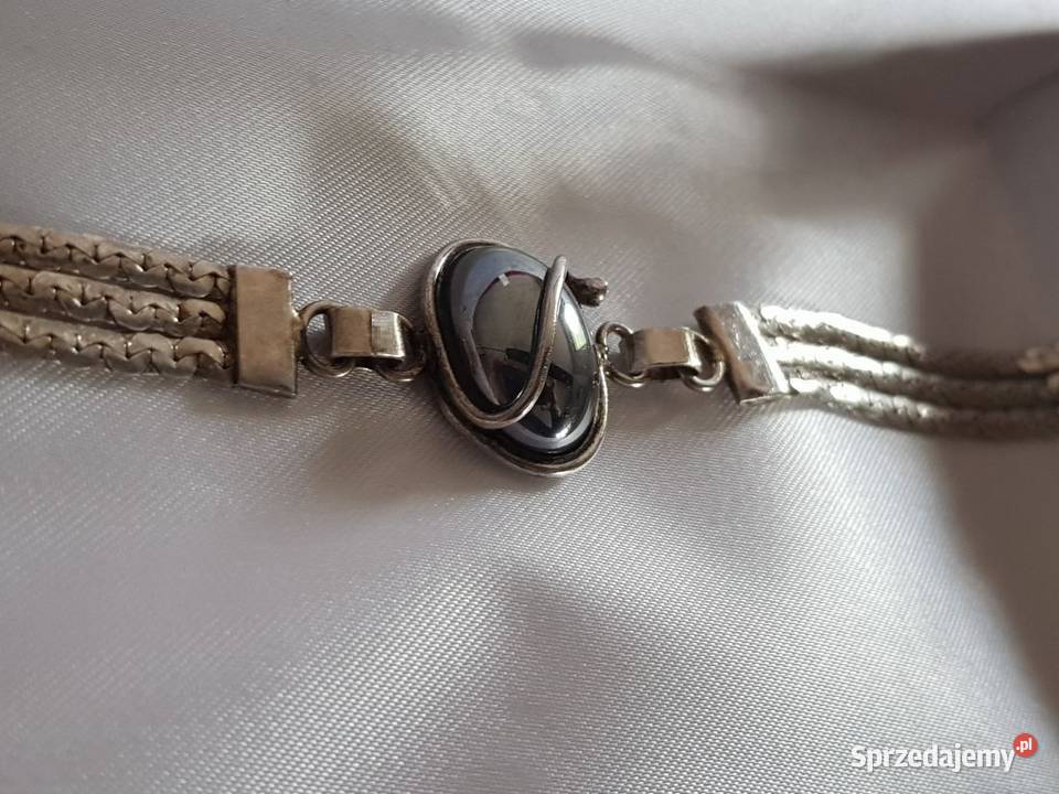 Srebrna bransoletka z hematytem kamień Kielce