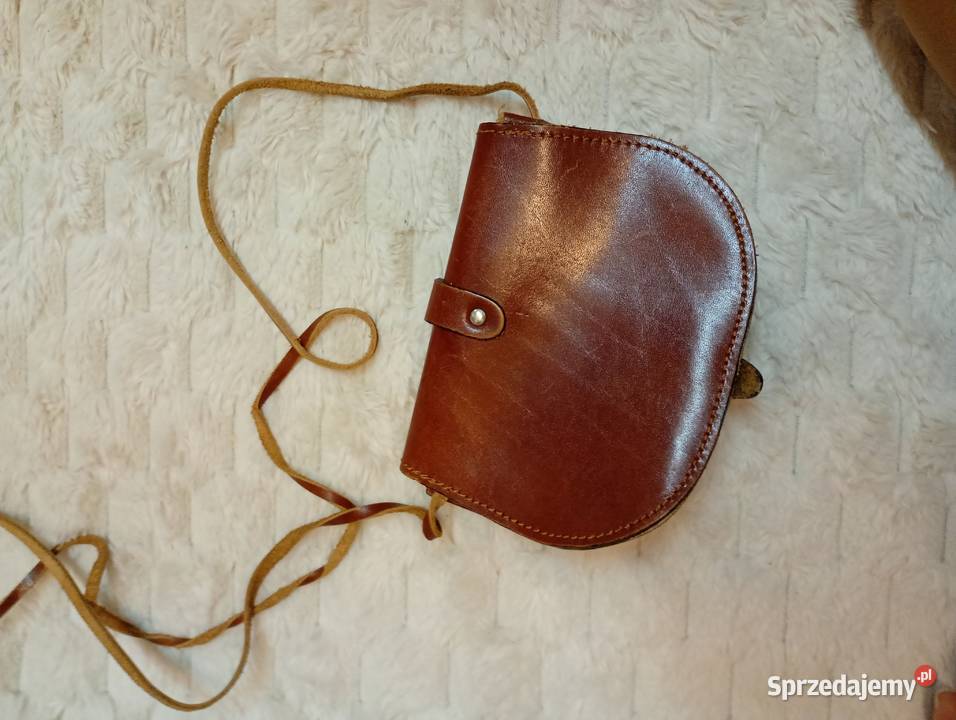 Real Leather Mała skórzana torebka listonoszka z Kraków