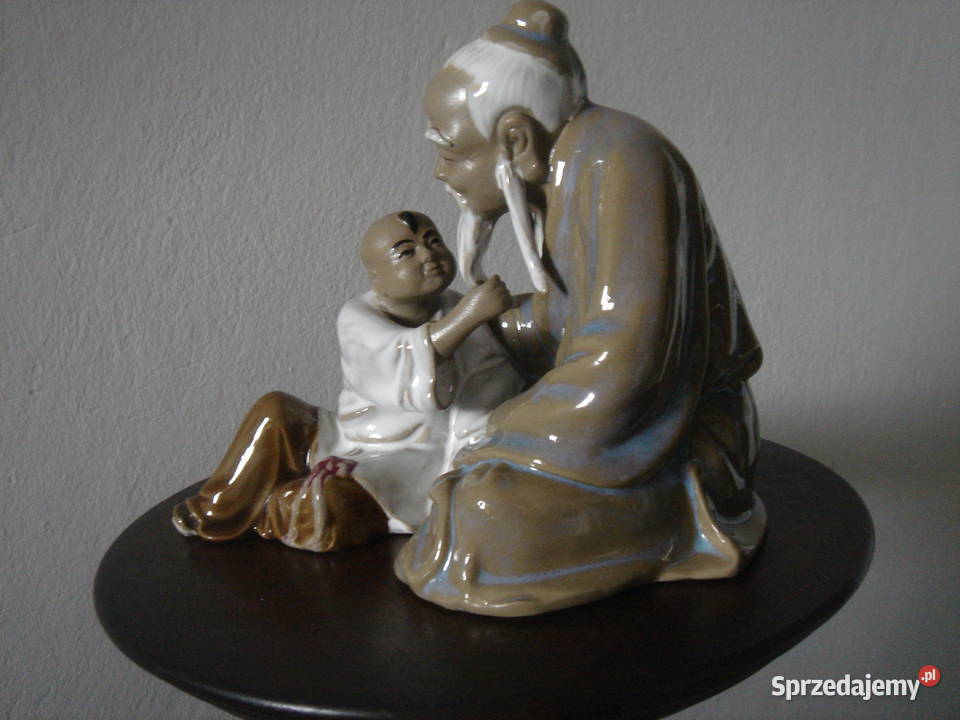 Stara chińska figurka ceramiczna sygnowana