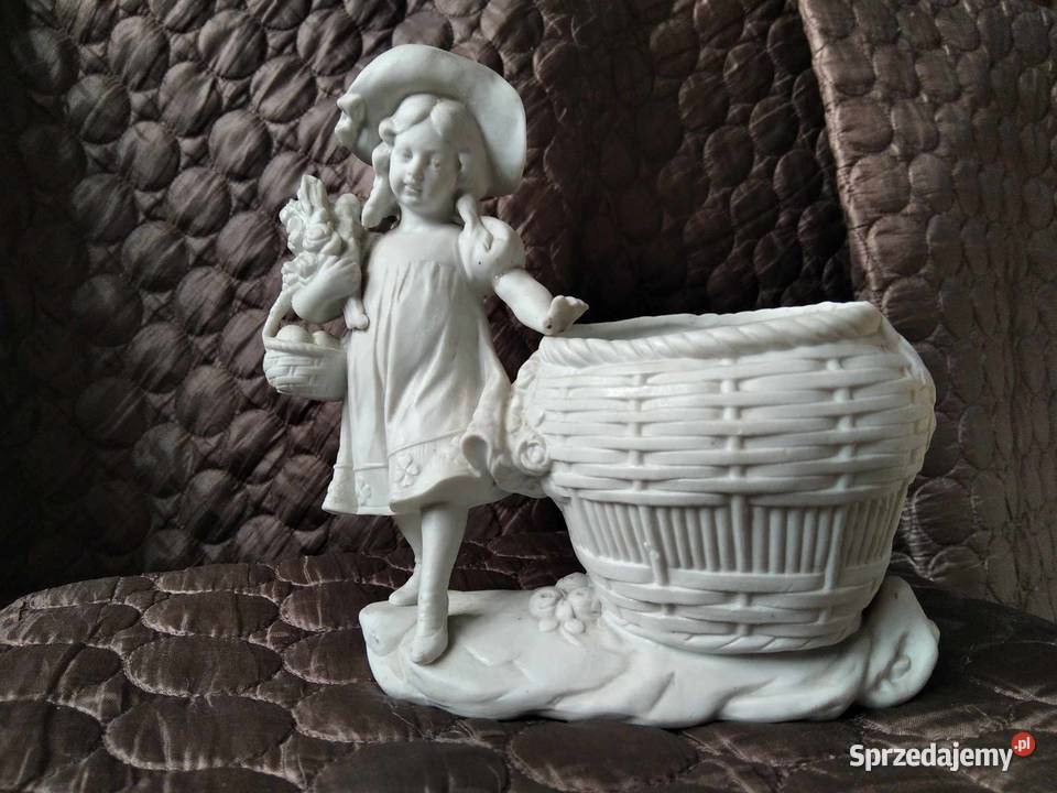 Figurka porcelanowa dziewczynka z koszem antyk Gdańsk