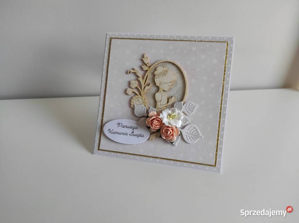 Kartka ręcznie robiona na Komunię Świętą z Łódź