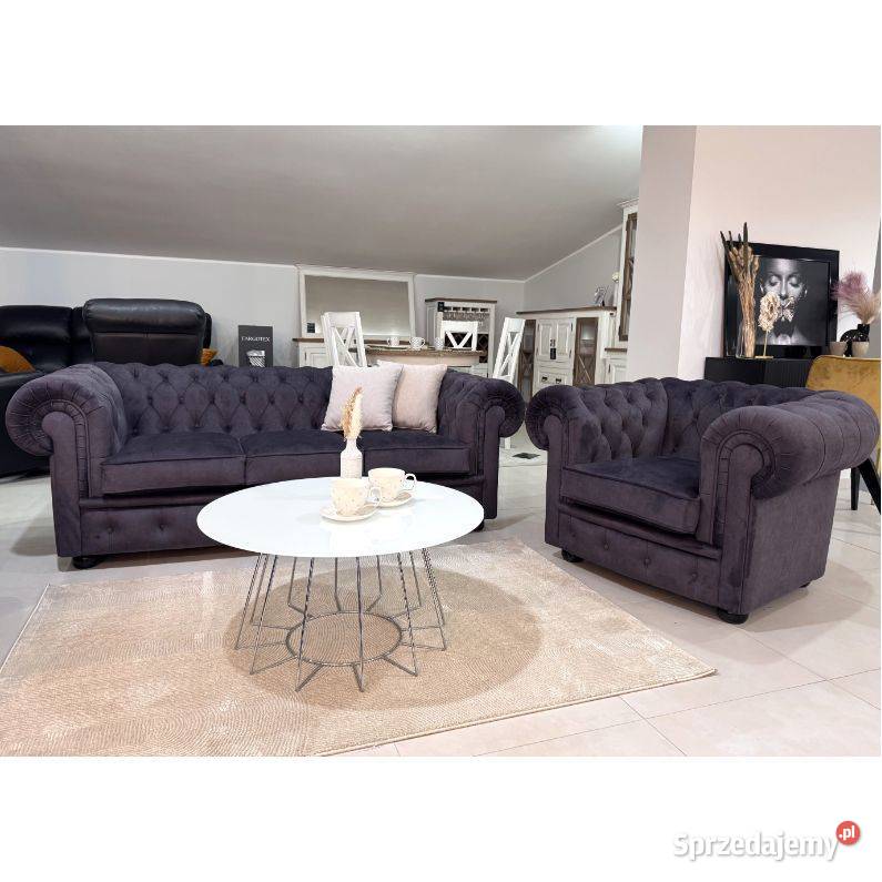 Chesterfield pikowany zestaw wypoczynkowy Warszawa