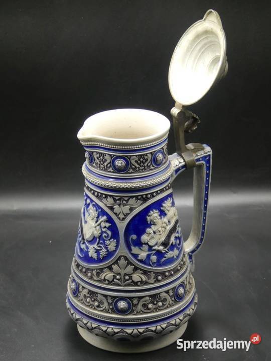 Kamionkowy dzban na wino okuwany cyną Poznań