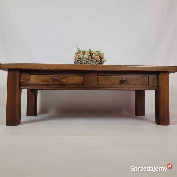 Piękna dębowa ława z szufladami 64cm Białogard