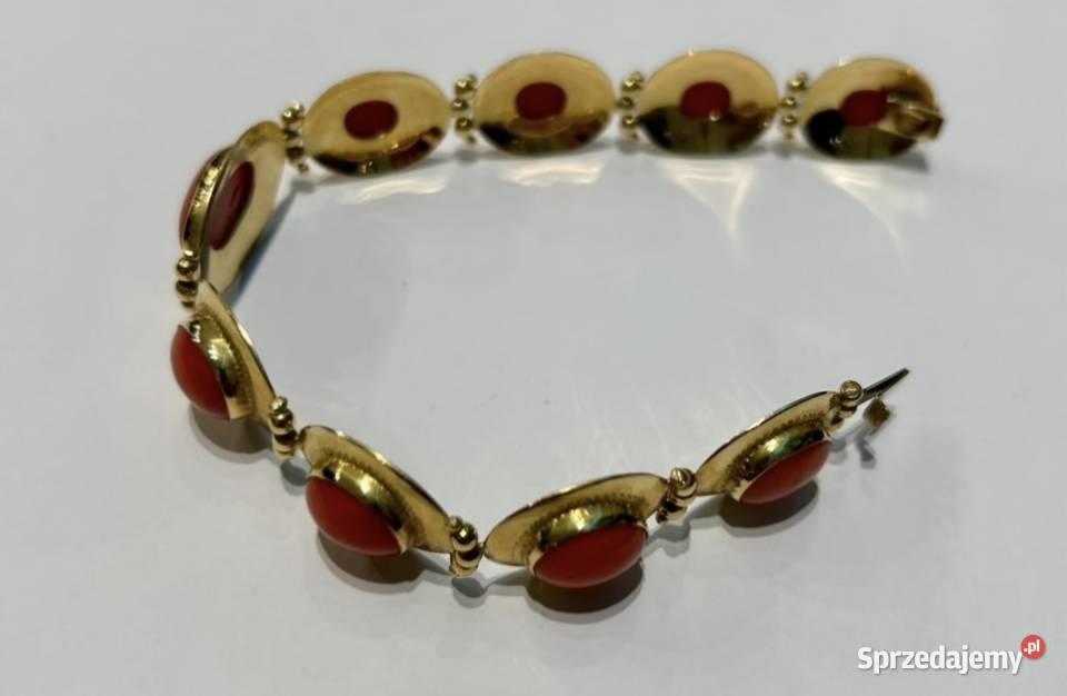 Złota bransoletka z koralem 18k Moda i Styl Zakopane