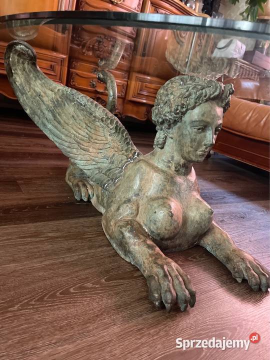 rzeźba z brązu Sfinks figura stół ława stolik Kłodzko