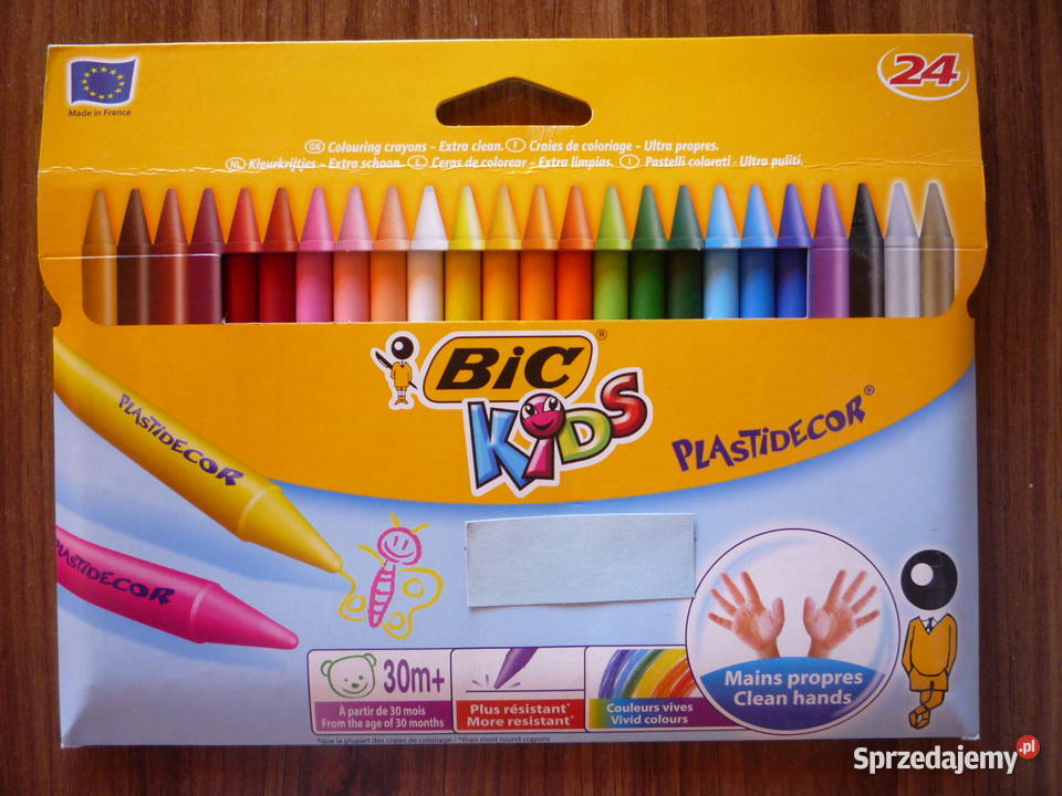 NOWE Kredki świecowe 24 kolory BIC Niebrudzące zachodniopomorskie Szczecin sprzedam