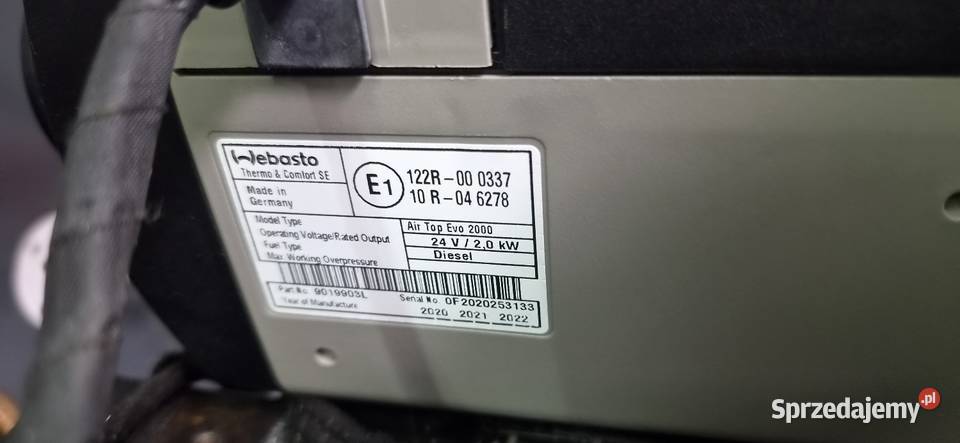 Ogrzewanie Webasto airtop 2000 evo 24V 2020r Ogrzewanie postojowe wielkopolskie