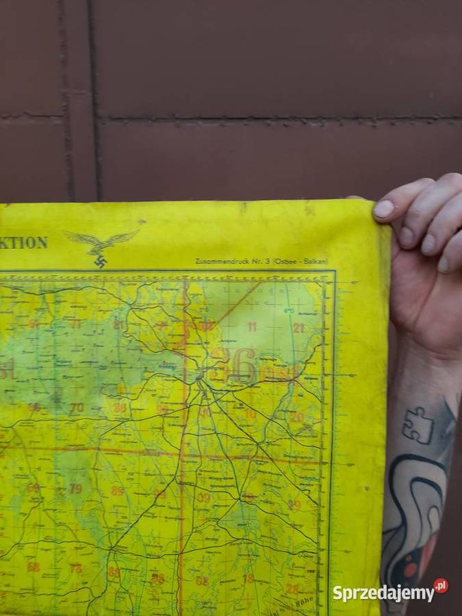 Lotnicza mapa niemiecka wykonana na ceracie z Gniezno
