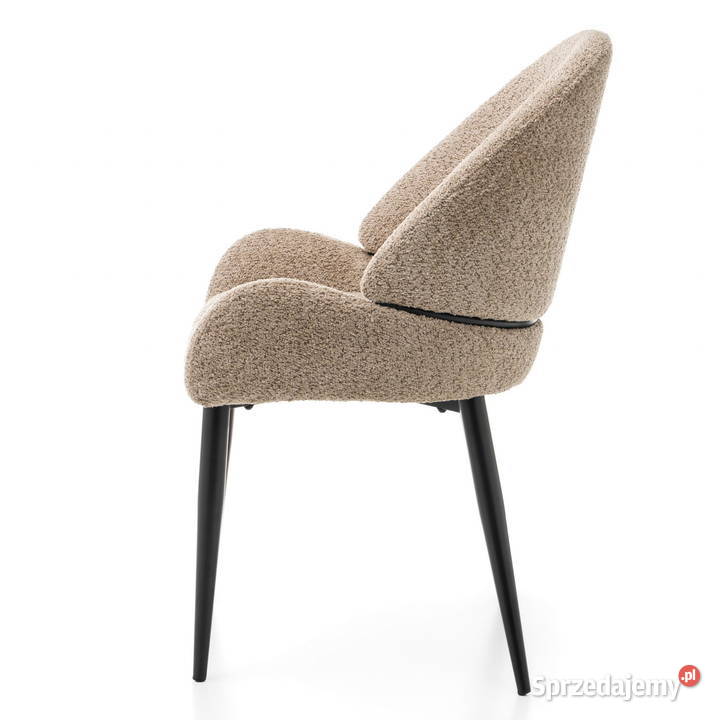 Krzesło Tapicerowane Bergamo Boucle Ciemnobeżowe Tarchały Małe