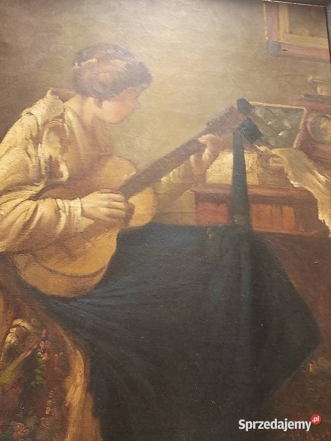 Olej na płótnie Dziewczyna z gitarą Alfred sprzedam