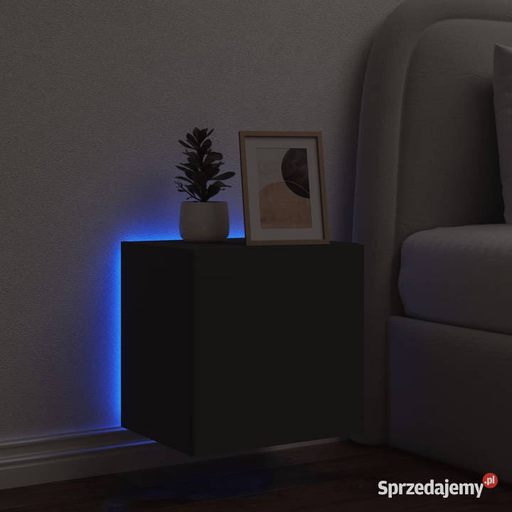 Ścienna szafka TV z LED czarna 405x35x40 Warszawa