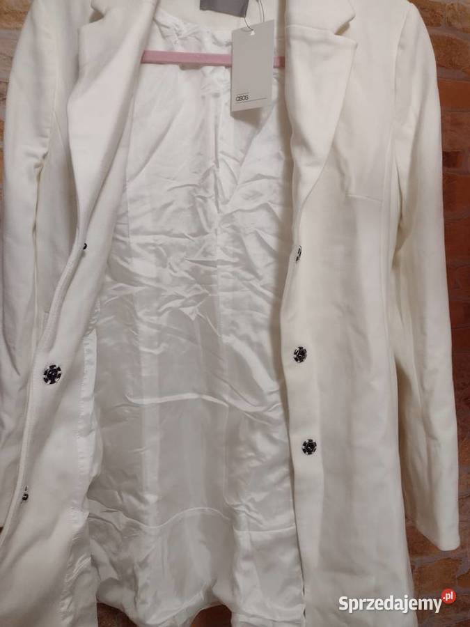 38M ASOSBiały rozkloszowany płaszcz do ślubu Kraków sprzedam