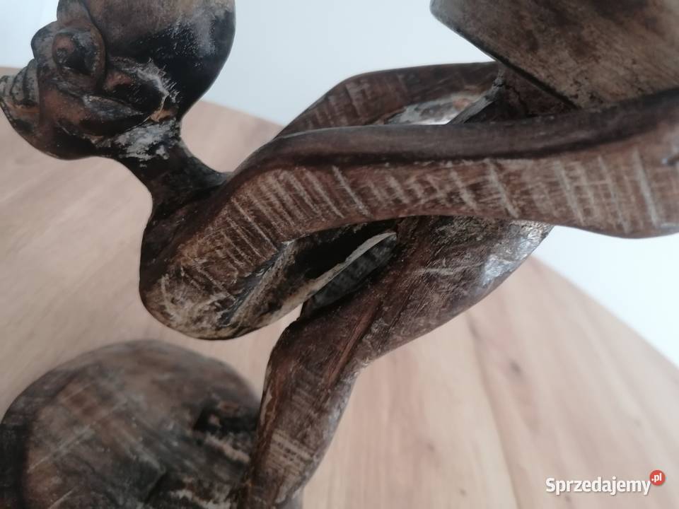 świecznik rzeźba z drewna vintage Rękodzieło Łódź
