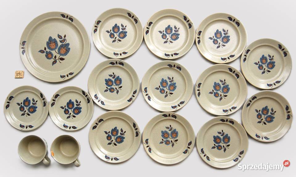 Serwis deserowy talerze filiżanki kamionka