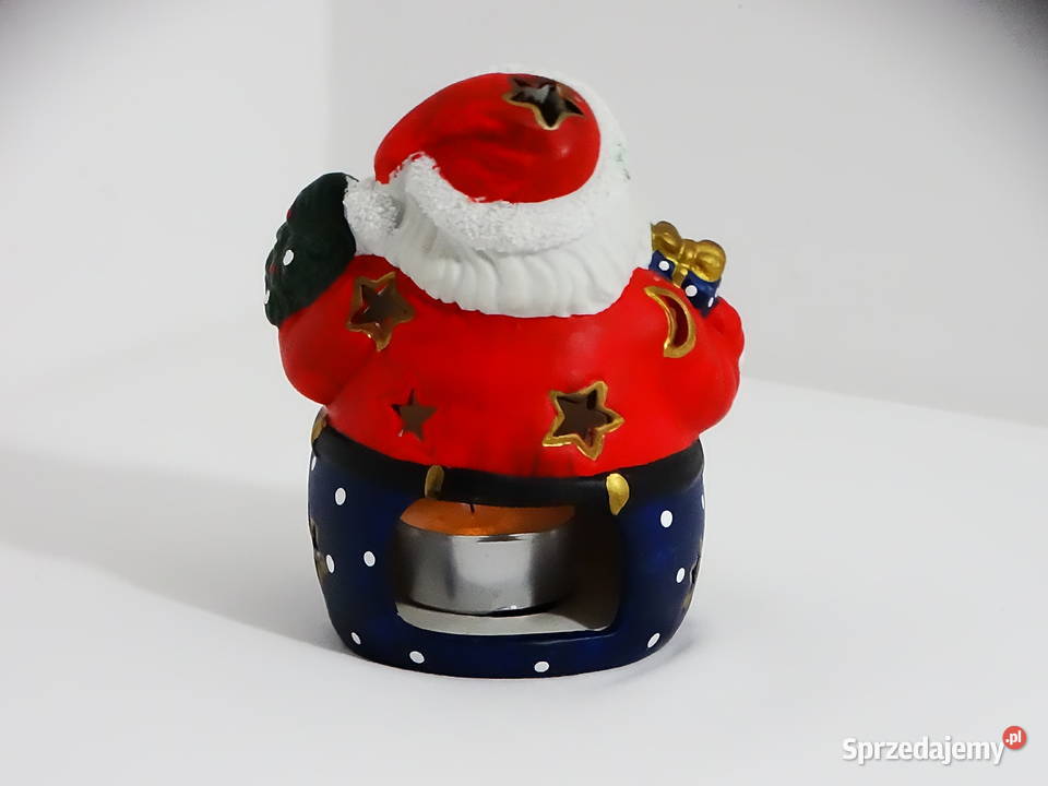 Ceramiczny Mikołajek świecący świecznik Biłgoraj