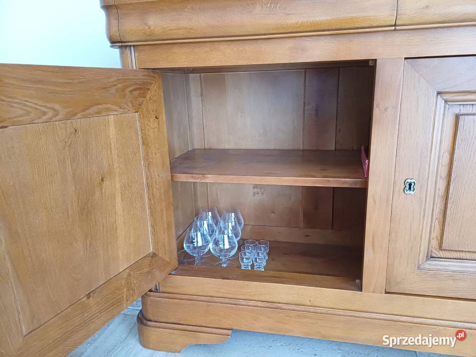 Rustykalny dębowy kredens 4drzwiowy z 4