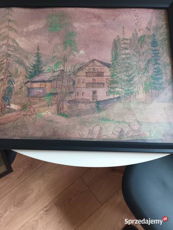 Sprzedam stary obraz akwarela pomorskie sprzedam