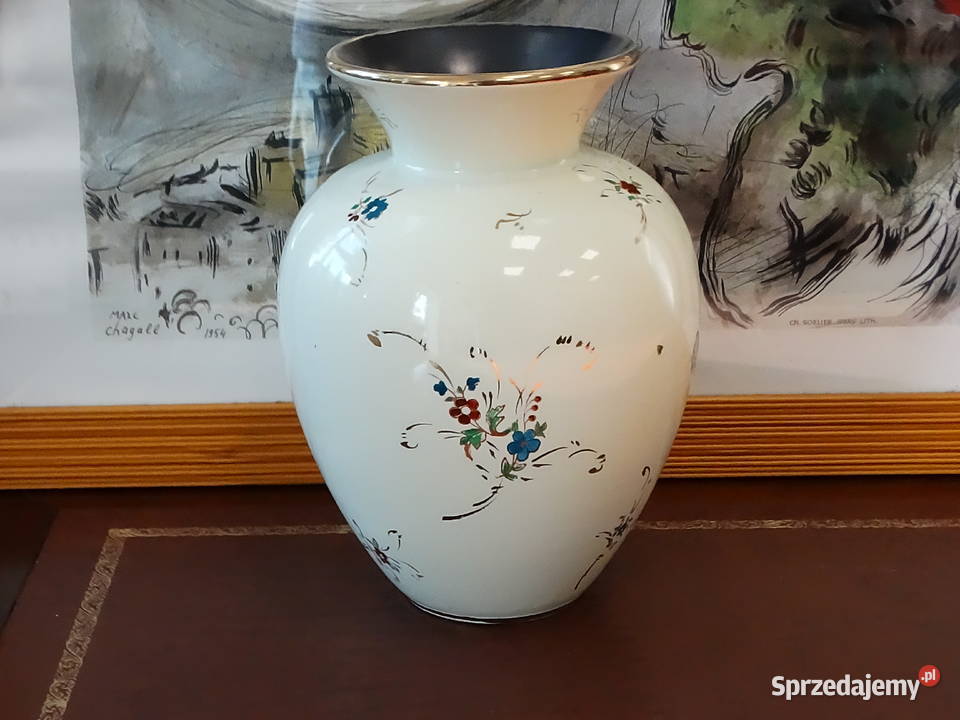 Elegancki wazon ceramiczny vintage retro motyw Biłgoraj