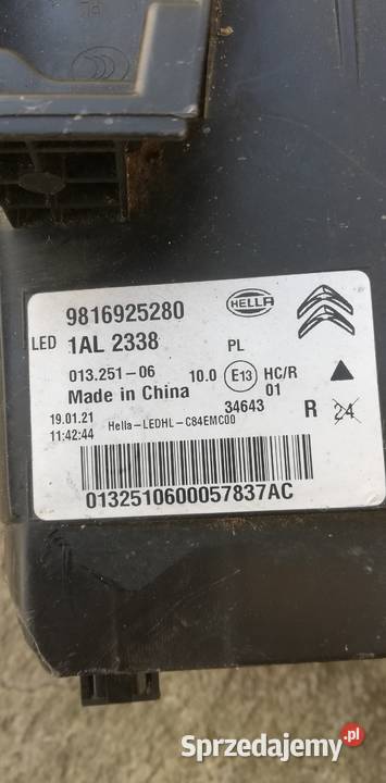 CITROEN C5 AIRCROSS LAMPA Prawa FULL LED osobowe Poświętne