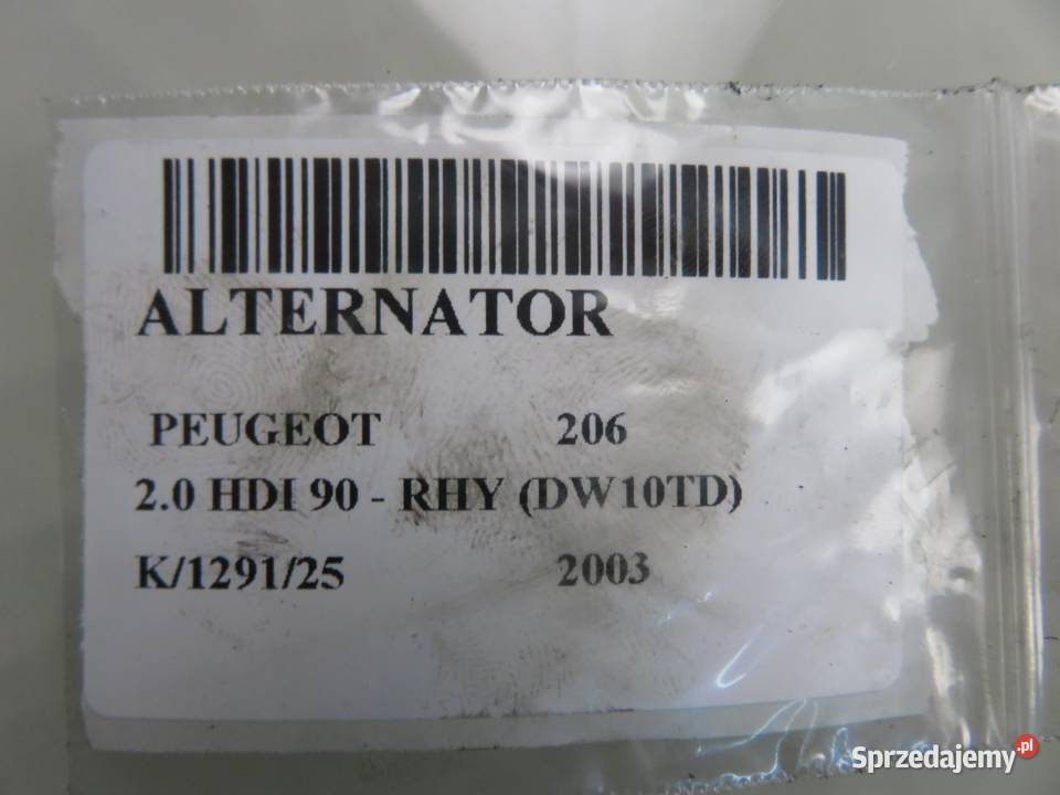 ALTERNATOR PEUGEOT 206 20 HDI 90 RHY osobowe