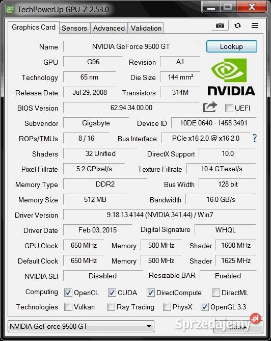 Karta graficzna Gigabyte GVN95TOC512H GF 9500 GT kujawsko-pomorskie Bydgoszcz