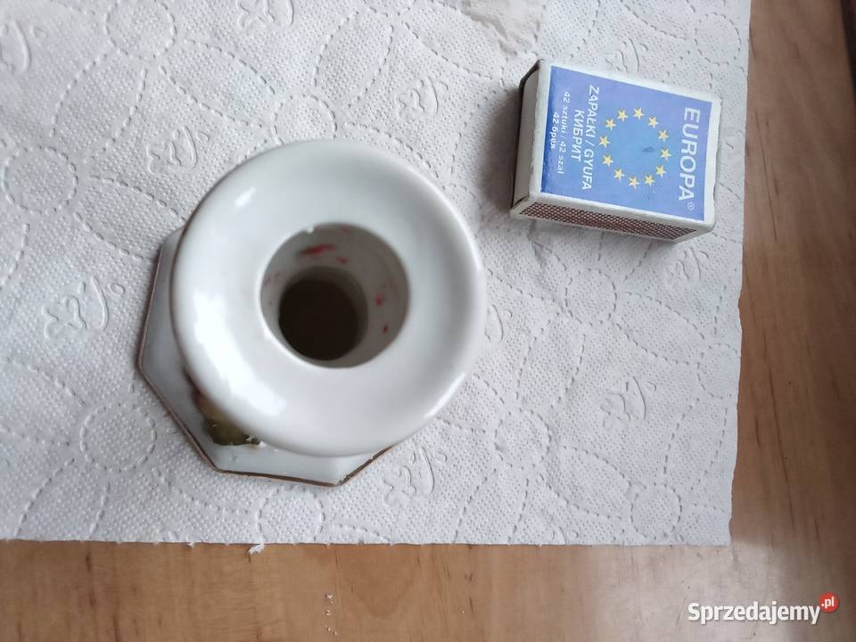 Prl świecznik porcelana liście sygnowany łódzkie Łódź sprzedam
