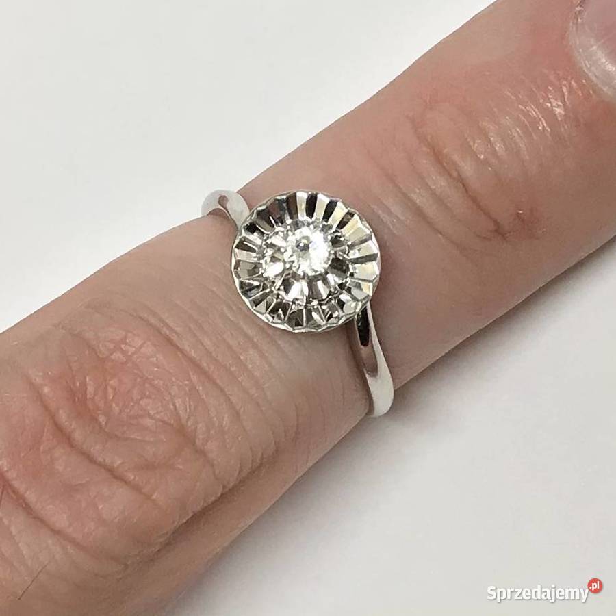 Złoty PIERŚCIONEK 18K cudowny KAMIEŃ piękny r14 mazowieckie Warszawa