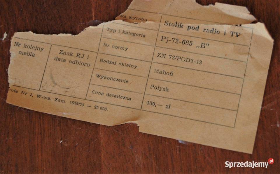 Stolik pod radio i TV PRL modernizm mahoń lubelskie Lublin