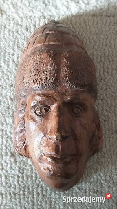 Głowa mężczyzny płaskorzeźba drewniana inny kolor Warszawa