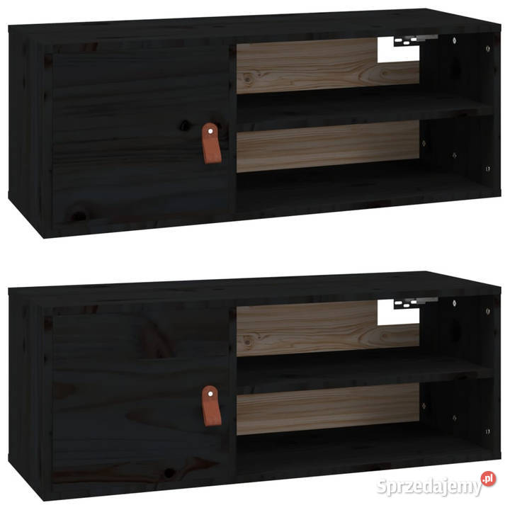 Szafki ścienne 2 czarne 80x30x30 lite drewno Warszawa