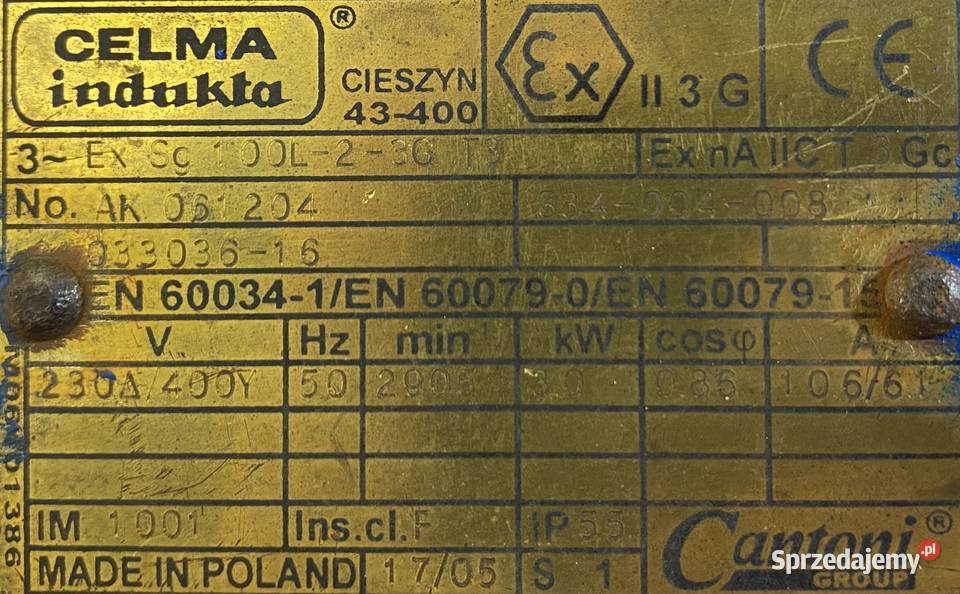 silnik elektryczny 3kW 2905obr 3fazowy INDUKTA kujawsko-pomorskie Pigża