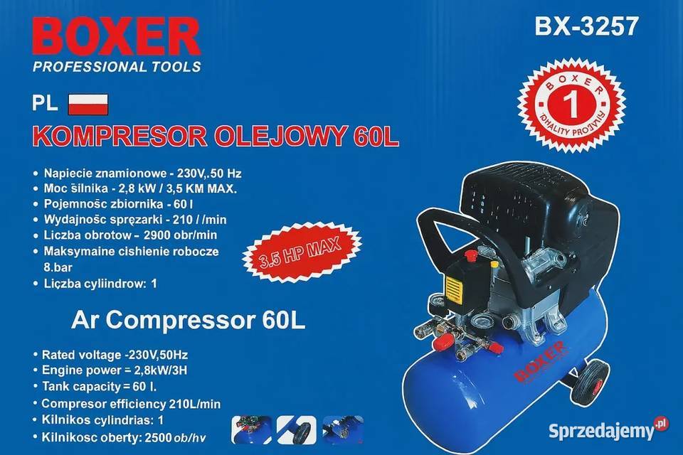 Kompresor powietrza BOXER BX3257 60L 35 230V Warszawa